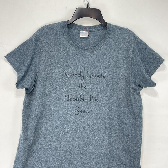 Womens T Shirt Sz L Gray Cotton Short Sleeves basic tee - Picture 4 of 11